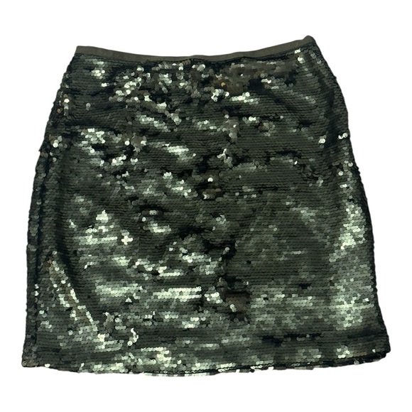 LOFT Sequin Mini Skirt Rich Army Green Size 4 Holiday Christmas Glam Party Event - Picture 4 of 7